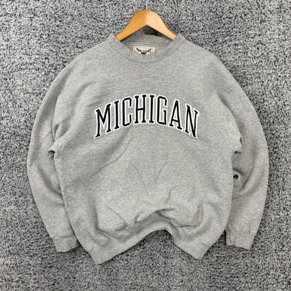 Vintage Michigan Wolverines Sweatshirt Adult XL Gray Football Oarsman USA 90s